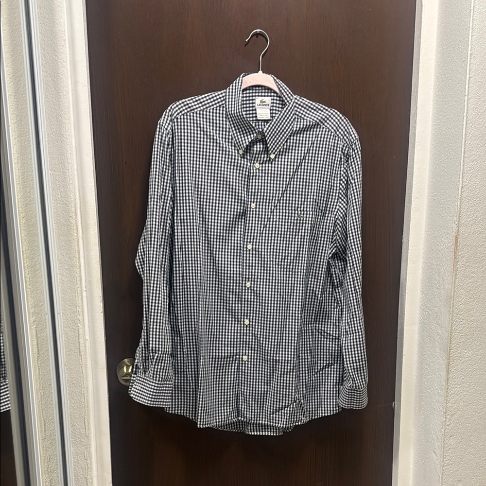 Lacoste Blue and White Casual Button Down Shirt